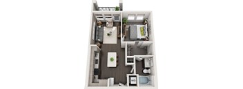Rise at 2534 - A2 - 1 bedroom 1 bath - 3D