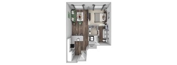 Bonterra Parc - A2 - 1 bedroom and 1 bath - 3D floor plan