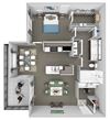 Lodge at Cypresswood - A2 - 1 bedroom - 1 bath - 3D floor plan Lodge at Cypresswood - A2 - 1 bedroom - 1 bath - 3D floor plan