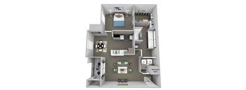 Weston Point - A2 - 1 bed - 1 bath - 3D floor plan