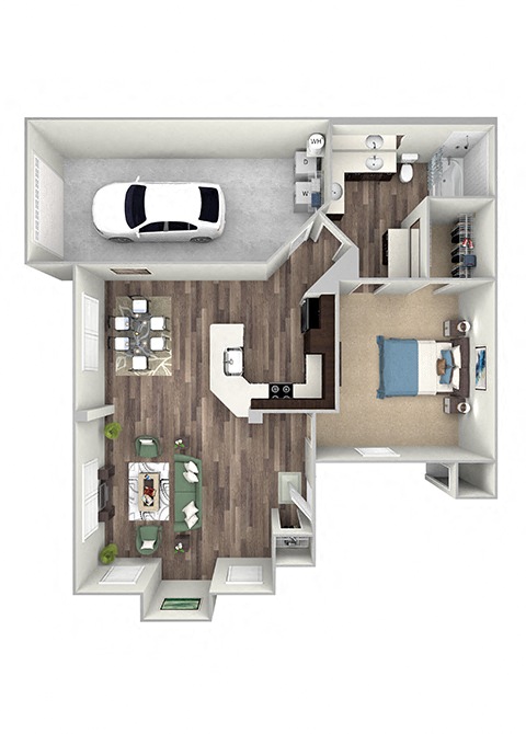 The Retreat at Cinco Ranch - A3 - 1 bed 1 bath 1 garage - 3D