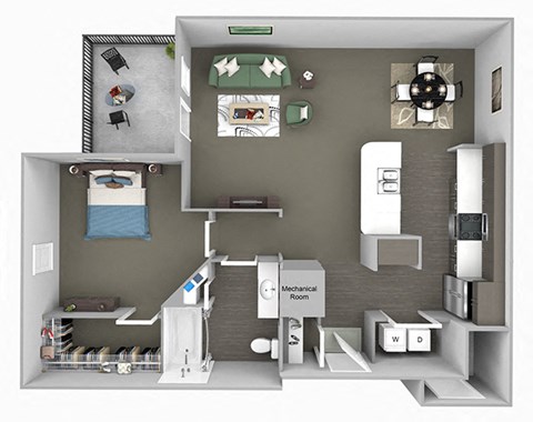 The Fairways - A3 Spanish Bay - 1 Bedroom 1 Bath - 3D