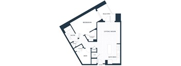 A302 - 1 Bed - 1 Bath - 1 Den - Brentford at the Mile - 2D Floor Plan