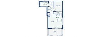 Eitel Apartments A30 floor plan 1 bed 1 bath 2D room