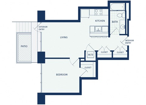 A32 floor plan 1 bed 1 bath 2D