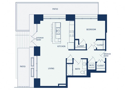 Eitel Apartments A34 floor plan 1 bed 1 bath 2D