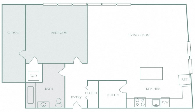 Harbor Hill Apartments floor plan A3 - 1 bed 1 bath - 2D Harbor Hill Apartments floor plan A3 - 1 bed 1 bath - 2D
