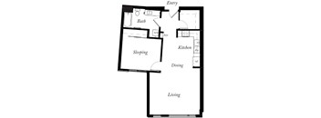 A3 - 1 Bed -1 Bath - 826 Sq Ft - 2D - Willow Apartments