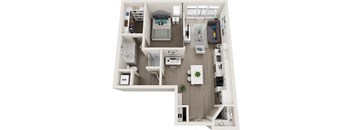Element 25 apartments A3 1-bedroom 3D floor plan