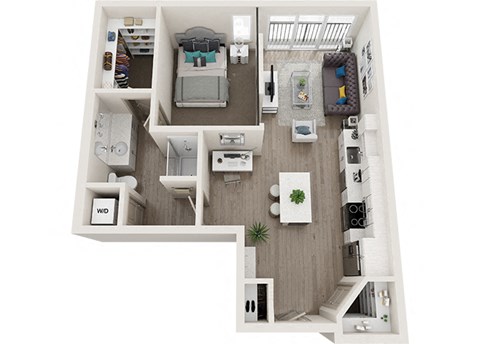 Element 25 apartments A3 1-bedroom 3D floor plan