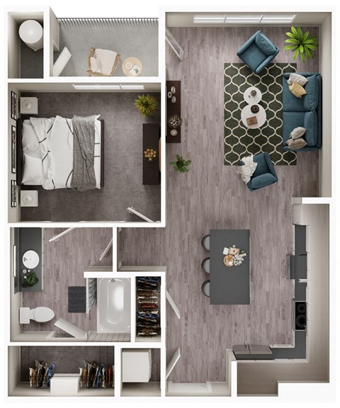 Arazo apartments - A4 - 1 bedroom 1 bath - 3D