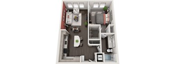 Rise at 2534 - A4 - 1 bedroom 1 bath - 3D