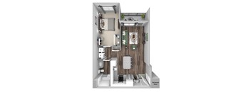 Bonterra Parc - A4 - 1 bedroom and 1 bath - 3D floor plan