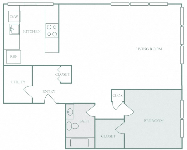 Harbor Hill Apartments floor plan A4 - 1 bed 1 bath - 2D Harbor Hill Apartments floor plan A4 - 1 bed 1 bath - 2D