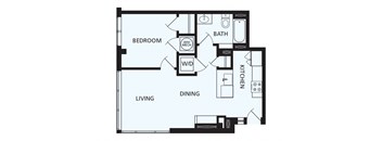 Lansdale Station Apartments A4 floor plan - 1 bed 1 bath