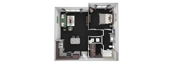 AVANT on Market Center - A4 - 1 bedroom and 1 bath - 3D