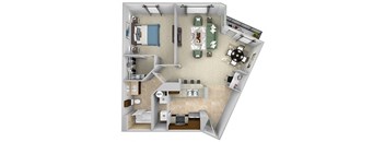 Monterra Las Colinas - A4 - 1 bedroom - 1 bath - 3D
