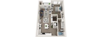 Element 25 apartments A4 1-bedroom 3D floor plan
