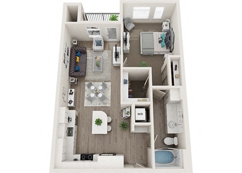 Element 25 apartments A4 1-bedroom 3D floor plan