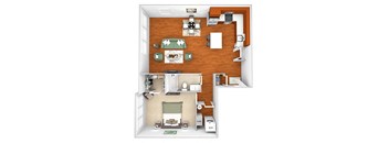 Harbor Hill Apartments - A5 - 1 bed 1 bath - 3D