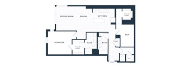 A503 - 1 Bed - 1 Bath - 1 Den - Brentford at the Mile - 2D Floor Plan