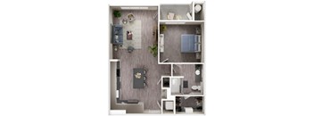 Arazo apartments - A5 - 1 bedroom 1 bath - 3D
