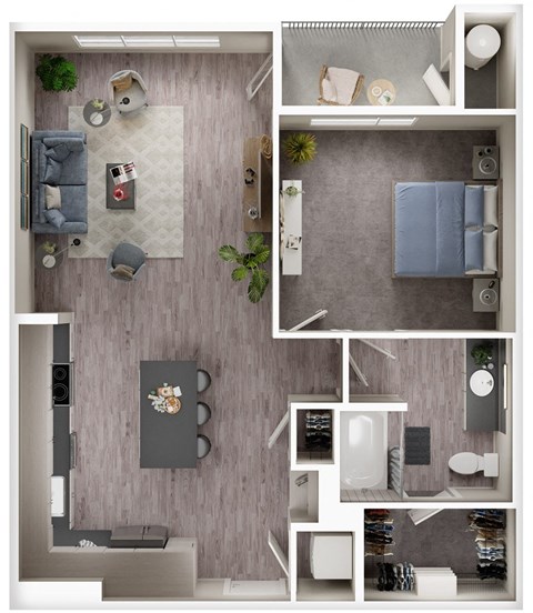 Arazo apartments - A5 - 1 bedroom 1 bath - 3D