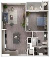 Arazo apartments - A5 - 1 bedroom 1 bath - 3D Arazo apartments - A5 - 1 bedroom 1 bath - 3D