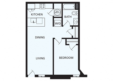 Lansdale Station Apartments A5 floor plan - 1 bed 1 bath