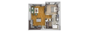 AVANT on Market Center - A5 - 1 bedroom and 1 bath - 3D