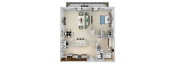 Monterra Las Colinas - A5 - 1 bedroom - 1 bath - 3D