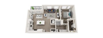 Element 25 apartments A5 1-bedroom 3D floor plan