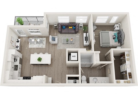 Element 25 apartments A5 1-bedroom 3D floor plan
