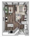 Bonterra Parc - A6 - 1 bedroom and 1 bath - 3D floor plan Bonterra Parc - A6 - 1 bedroom and 1 bath - 3D floor plan
