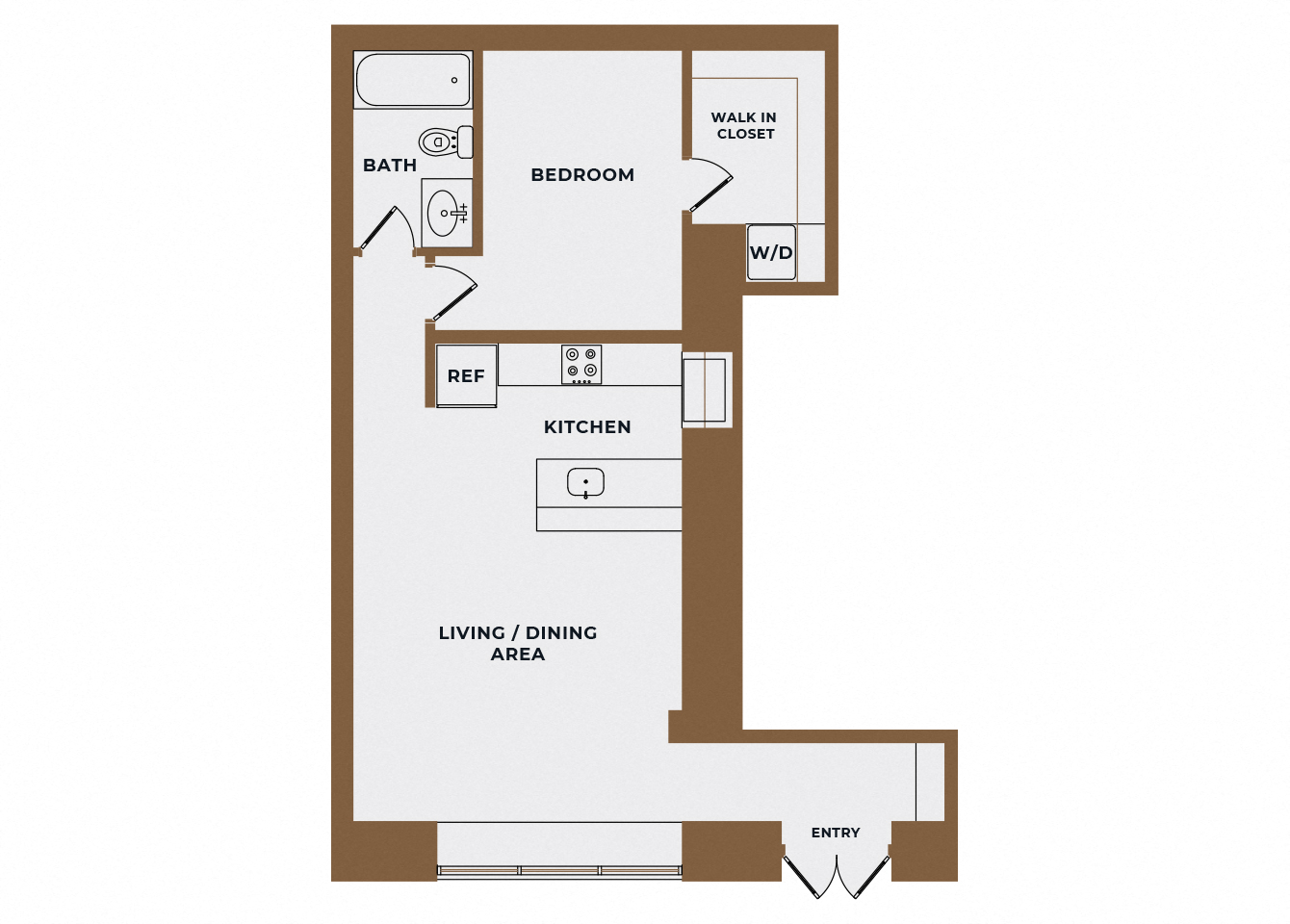 A6 - 1Bed 1 Bath - The Broderick - 2D