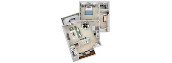 Monterra Las Colinas - A6 - 1 bedroom - 1 bath - 3D