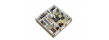 3000Sage - The Alabama - 1 Bedroom 1Bath - 3D