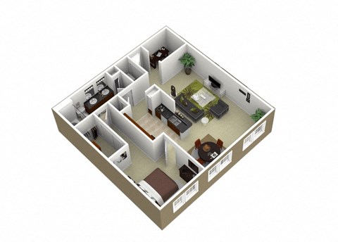 3000Sage - The Alabama - 1 Bedroom 1Bath - 3D