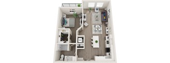 Element 25 apartments A6 1-bedroom 3D floor plan