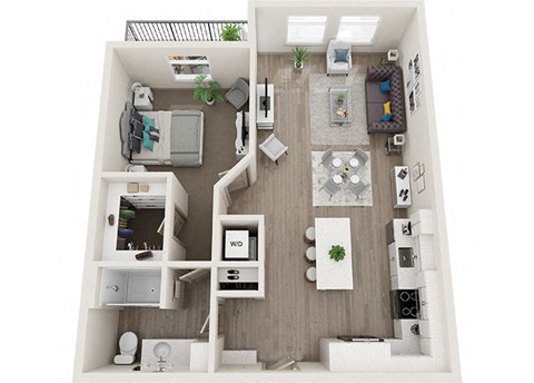 Element 25 apartments A6 1-bedroom 3D floor plan