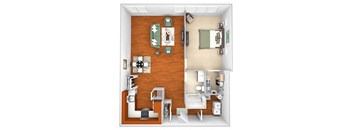 Harbor Hill Apartments - A7 - 1 bed 1 bath - 3D