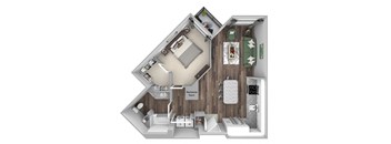 Bonterra Parc - A7 - 1 bedroom and 1 bath - 3D floor plan