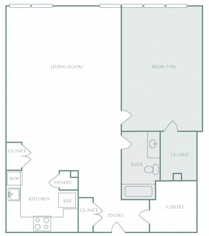 Harbor Hill Apartments floor plan A7 - 1 bed 1 bath - 3D Harbor Hill Apartments floor plan A7 - 1 bed 1 bath - 3D