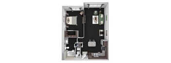 AVANT on Market Center - A7 - 1 bedroom and 1 bath - 3D