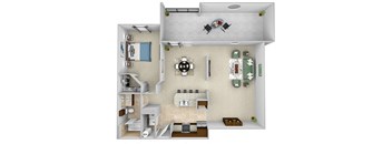 Monterra Las Colinas - A7 - 305 - 1 bedroom - 1 bath - 3D