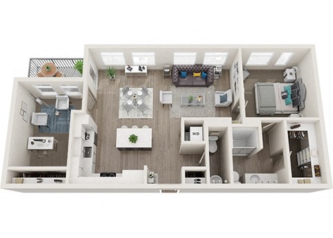Element 25 apartments A7 1-bedroom 3D floor plan