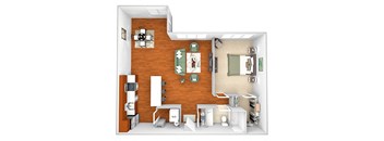 Harbor Hill Apartments - A8 - 1 bed 1 bath - 3D