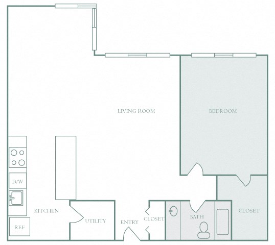 Harbor Hill Apartments floor plan A8 - 1 bed 1 bath - 2D Harbor Hill Apartments floor plan A8 - 1 bed 1 bath - 2D