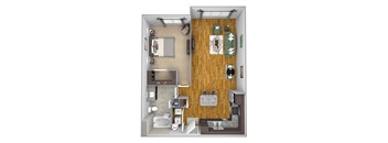 AVANT on Market Center - A8 - 1 bedroom and 1 bath - 3D