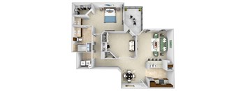 Monterra Las Colinas - A8 - 1 bedroom - 1 bath - 3D